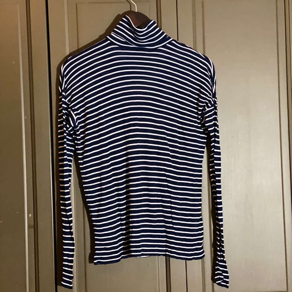 J CREW Navy and White Cowl-Neck Long Sleeve